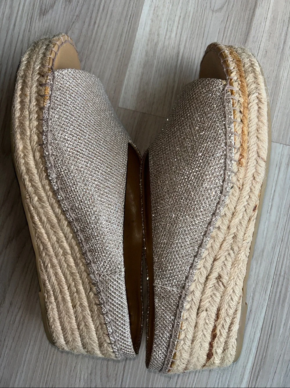 Franco Sorto Pine Espadrille Platform Slide 8.5 Gold Sparkle Casual Glam